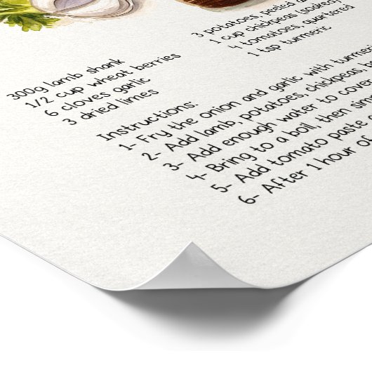 Rezept Poster - Persische Lebensmitteltäuschung (Ecke)