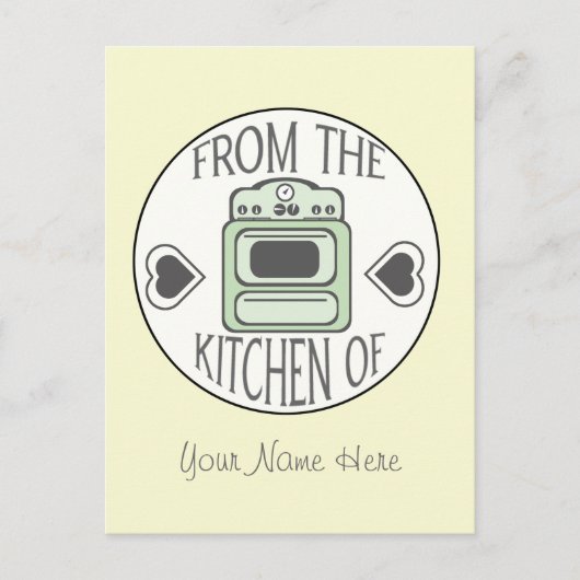 Rezept Postkarte - Retro Green Stove (Vorderseite)