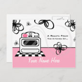 Rezept Postkarte - Retro Stove Moderne rosa Küche (Vorne/Hinten)