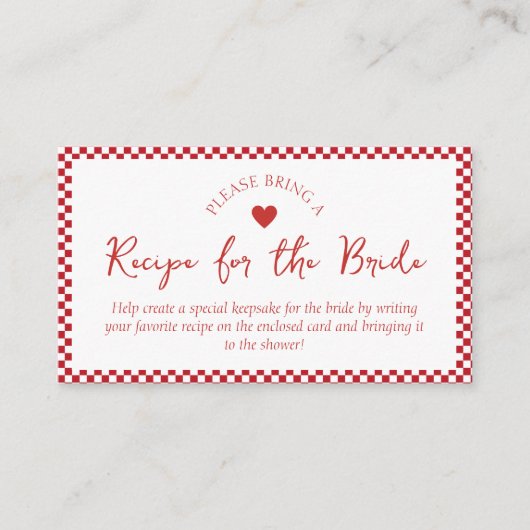 Rezept Request Card for This's Amore Brautparty Begleitkarte (Vorderseite)