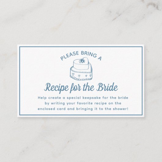 Rezept Request Card für Brautparty Dusty Blue Begleitkarte (Vorderseite)