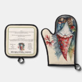 Rezept-Sake Weihnachtskekse Vintages Genom Ofenhandschuh & Topflappen-Set (Vorderseite)