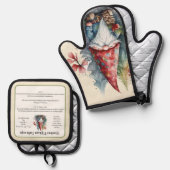 Rezept-Sake Weihnachtskekse Vintages Genom Ofenhandschuh & Topflappen-Set (Vorderseite/Rückseite)