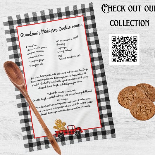 Rezept Sake Weihnachtswagen Schwarz-weiß Kariert Geschirrtuch