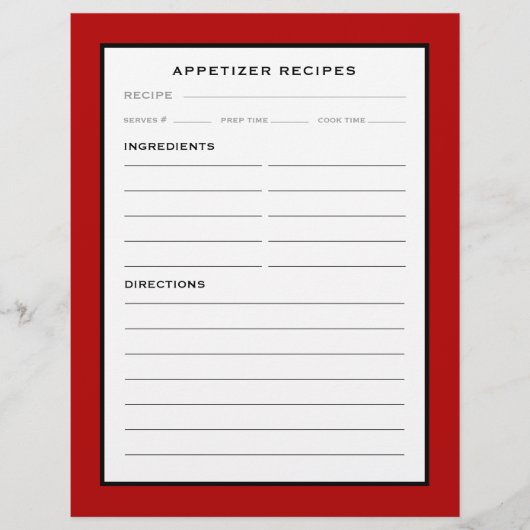 Rezept-Seite | Appetithappen | Rot Schwarz/Weiß (Vorderseite)