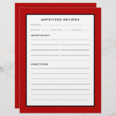 Rezept-Seite | Appetithappen | Rot Schwarz/Weiß (Vorne/Hinten)