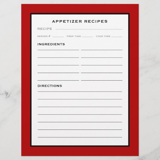 Rezept-Seite | Appetithappen | Rot Schwarz/Weiß (Rückseite)