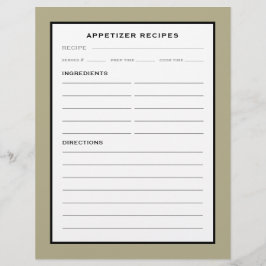 Rezept-Seite | Appetithappen | Schwarz-weiße Stell