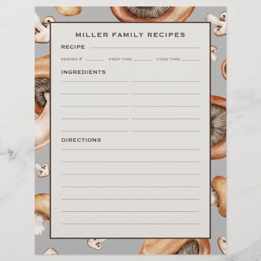 Rezept-Seite | Familienname | Mushroom Pattern (Rückseite)