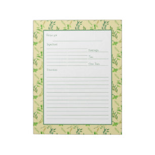 Rezept-Seite für die Binder von Grünkraut-Blätter Notizblock