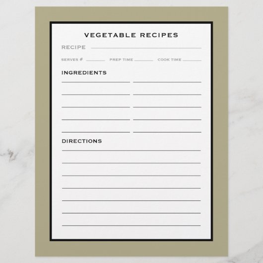 Rezept-Seite | Gemüse | Einfach Schwarz/Weiß (Rückseite)