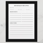 Rezept-Seite | Getränke | Einfach Schwarz-weiß (Vorderseite)