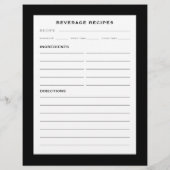 Rezept-Seite | Getränke | Einfach Schwarz-weiß (Rückseite)