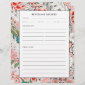 Rezept-Seite | Getränke | Elegant floral (Vorne/Hinten)