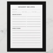 Rezept-Seite | Nachtisch | Einfach Schwarz-weiß (Rückseite)