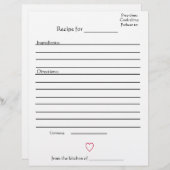 Rezept-Seiten für Krümelbücher für Mütter (Vorne/Hinten)