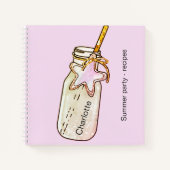Rezept Sommer Party rot Rosa Glas Name Flasche Notizblock (Vorderseite)