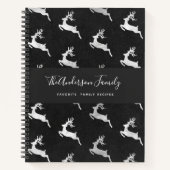 Rezept Weihnachtsrinder schwarze Silber Monogramm Notizblock (Vorderseite)