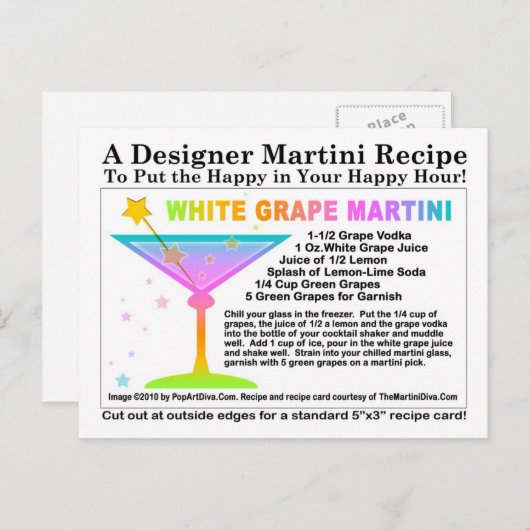 Rezept Weißer Weintraum Martini Postkarte (Vorne/Hinten)