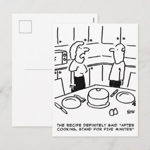 Rezeptanweisungen befolgt beim Kochen in einer Küc Feiertagspostkarte