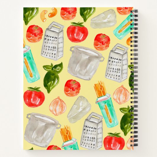 Rezeptbuch für gelbe Aquarellbilder Notizblock (Rückseite)