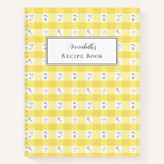 Rezeptbuch mit individuellem Monogramm und Zitrone Notizblock (Vorderseite)
