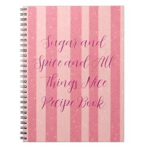 Rezeptbuch mit rosa Candy Stripe Notizblock