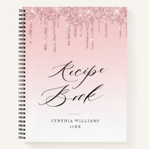Rezeptbuch mit rosa Glitter-Tropfen Notizblock