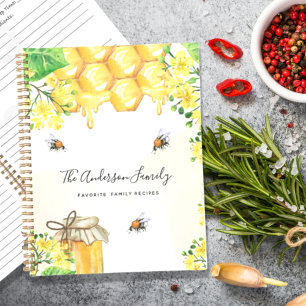 Rezepte Bienen Honiggelbe Florale Monogramm Notizblock
