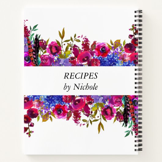 Rezepte Bright Bold Blume Hübsch Personalisiert Notizblock (Rückseite)