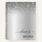 Rezepte Cookbook Silver Glitzer Monogram Notizblock (Vorderseite)