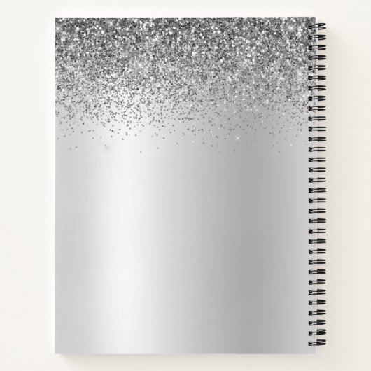 Rezepte Cookbook Silver Glitzer Monogram Notizblock (Rückseite)