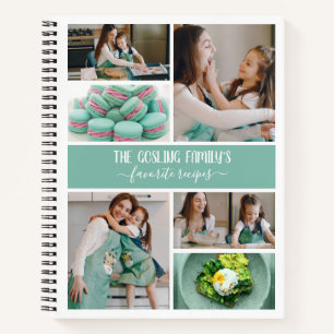 Rezepte der aquamarinen White Foto Collage Familie Notizblock