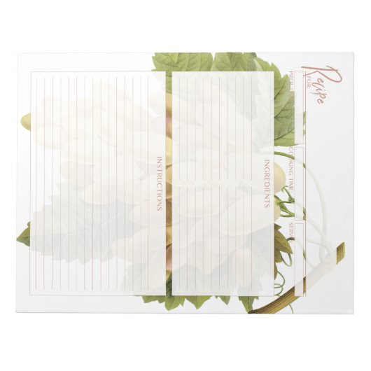 Rezepte für Botanische Weißtrauben Notizblock (Vorderseite)