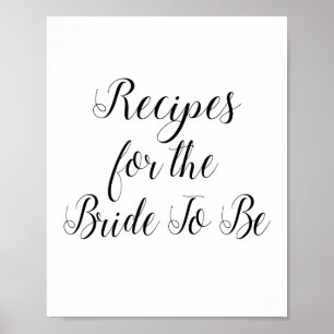 Rezepte für die Braut Brautparty-Schild Poster