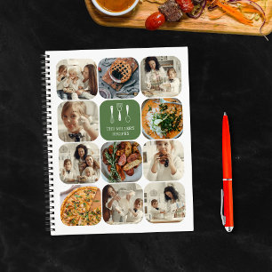 Rezepte für die Fotocollage-Reihe an grünen Rundec Notizblock