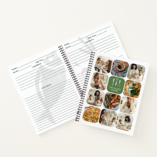 Rezepte für die Fotocollage-Reihe an grünen Rundec Notizblock (Innenseite)