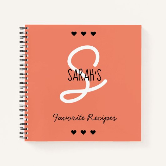 Rezepte für einfache Skriptmonogramm-Korallenfavor Notizblock (Vorderseite)