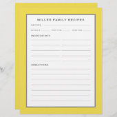 Rezepte für Familiennamen | Einfach modernes Gelb (Vorne/Hinten)