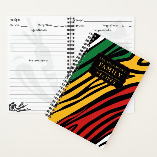 Rezepte für Monogram Red Green Yellow Black Histor Notizblock (Innen)