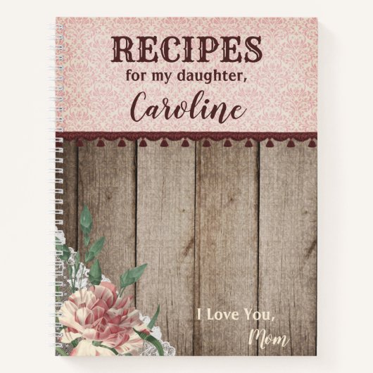 Rezepte für Personalisiertes Blumenholz Notizblock (Vorderseite)
