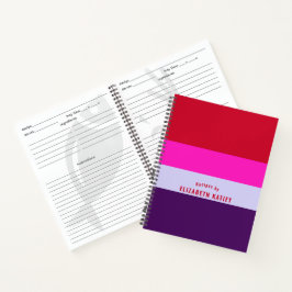 Rezepte für rote, rosa und Lila Streifen Notizblock