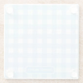 Rezepte | Gingham-Muster Hellblau und Weiß Glasuntersetzer (Rückseite)