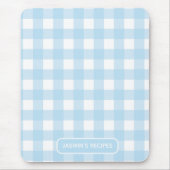 Rezepte | Gingham-Muster Hellblau und Weiß Mousepad (Vorne)