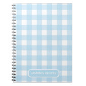 Rezepte | Gingham-Muster Hellblau und Weiß Notizblock (Vorderseite)