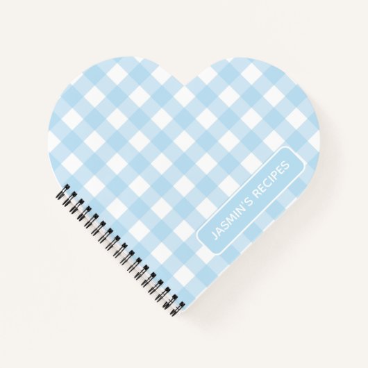 Rezepte | Gingham-Muster Hellblau und Weiß Notizblock (Vorderseite)