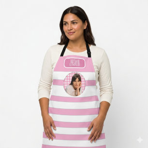 Rezepte Gingham-Muster rosa und Weiß Schürze