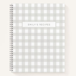Rezepte | Gingham Pattern Grau und Weiß Notizblock