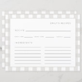 Rezepte Gingham Pattern Graue und weiße Rezeptions (Vorne/Hinten)