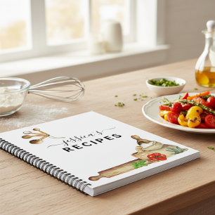 Rezepte Kochbuch Aquarell Monogramm Küche Notizblock